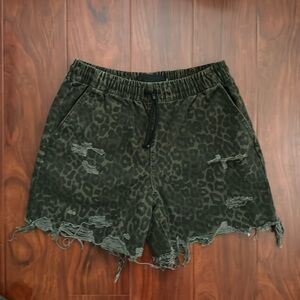 Alexander Wang Leopard print denim cut off shorts size S